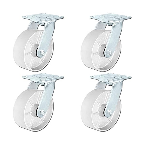 6"x2" Semi Steel Wheel Casters, Swivel Casters, 1,200 lbs, PK4